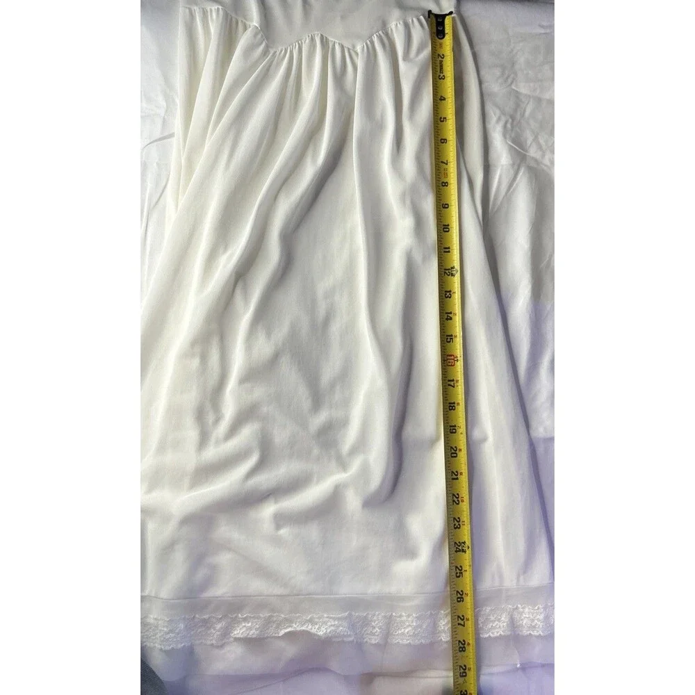 Vintage Luxite by Kayser White Nylon Lace Nightgown Slip Sz 32 Gathered Waist